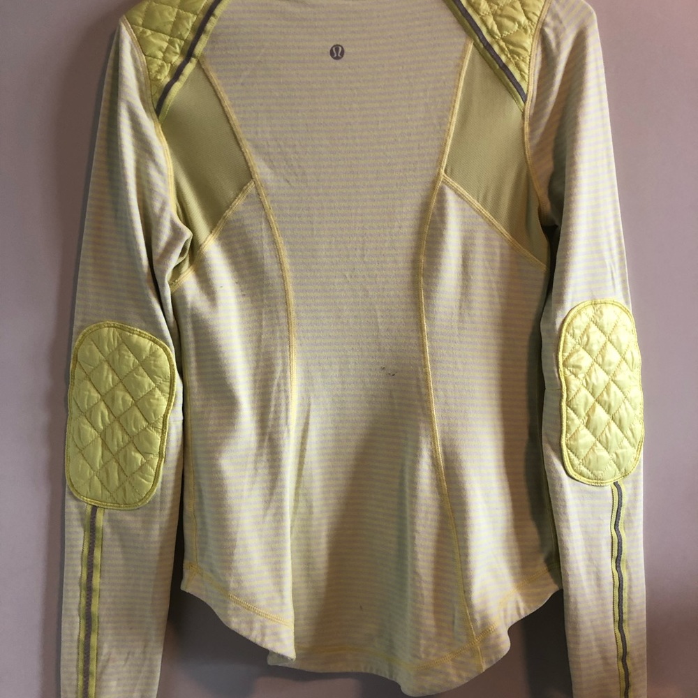 Yellow Lululemon run top size 6 with quilted shoulder and elbow detail